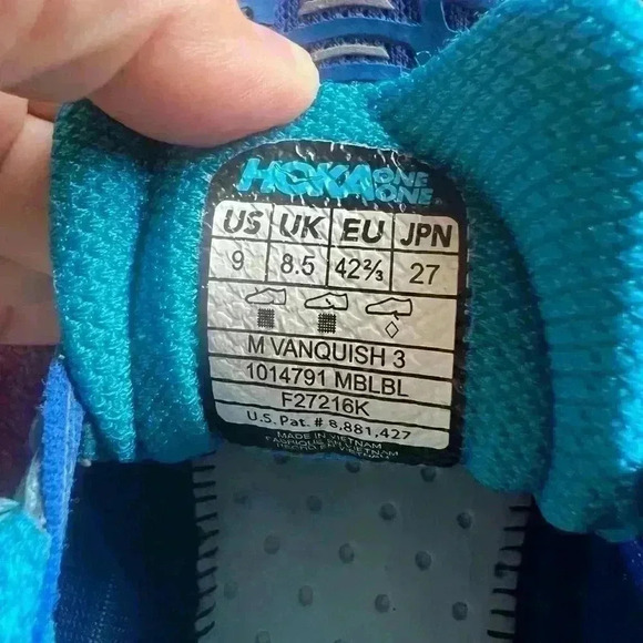 Mens Sz 9 HOKA Vanquish 3 Road Running Shoes - Medieval Blue / Blue - Picture 7 of 9